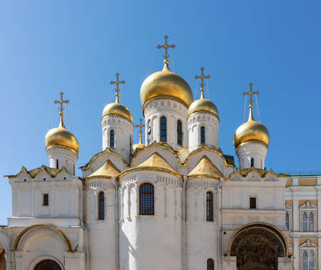 The Annunciation Cathedral of the Moscow Kremlin, Moscow, Russia. It is a Russian Orthodox church dedicated to the Annunciation of the Theotokosの写真素材