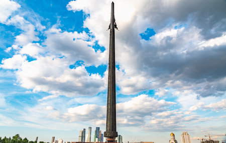 Moscow, Russia - July 31, 2022: Stella in Victory Park on Poklonnaya Gora, Moscow. Author Zurab Tsereteliのeditorial素材