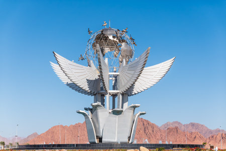 Sharm el Sheikh, Egypt - December 19, 2023: Peace Square monument is listed in the Guinness Book of Records. Symbol of peace in Egyptのeditorial素材