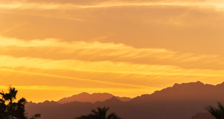 Mountains in the desert near Sharm El Sheikh, Egypt. Panorama Mount Moses Sinai. Mountains at Sinai Desert, Sharm el Sheikh, Sinai Peninsula, Egypt.の写真素材
