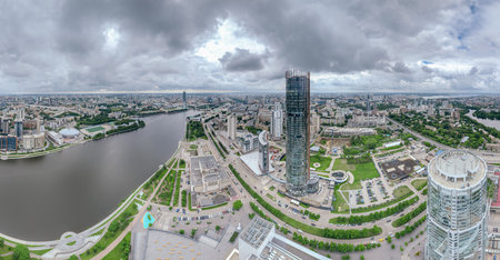 Yekaterinburg city with Buildings of Regional Government and Parliament, Dramatic Theatre, Iset...