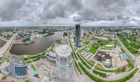Yekaterinburg city with Buildings of Regional Government and Parliament, Dramatic Theatre, Iset...