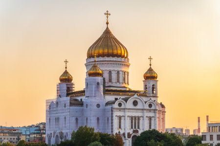Cathedral of Christ the Savior in Moscow, Russia. Summer Moscowの写真素材