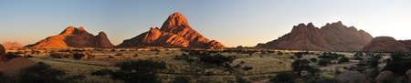 Panorama from three photos of the Spitzkoppe in Namibiaの写真素材