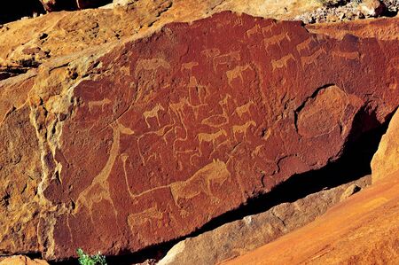 Rock engravings at Twyfelfontein, Namibia, a World Heritage siteの写真素材