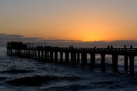 Old historic German jetty in Swakopmund Namibiaの写真素材