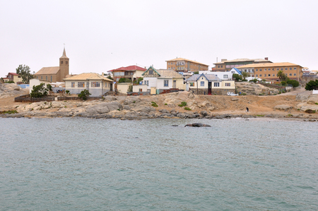 View from Shark Island of the seaside town of Luderitz in Namibia の写真素材