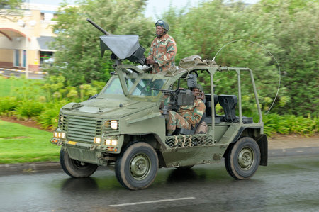 BLOEMFONTEIN, SOUTH AFRICA - February 2014  The Armed Forces parade the streets of Bloemfontein on...