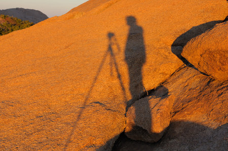 Shadow of photographer at Spitzkoppe, Namibia