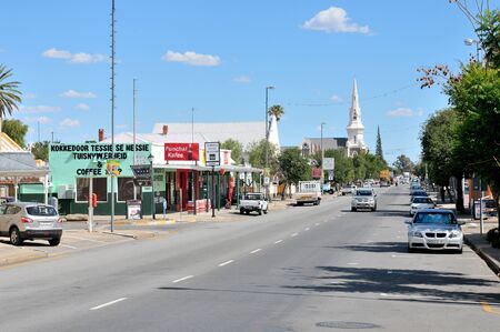 BEAUFORT WEST, SOUTH AFRICA - DECEMBER 2014: Street scene in Beaufort West in the Western Cape Province of South Africa. It is an important stop over for travellers between Johannesburg and Cape Townのeditorial素材