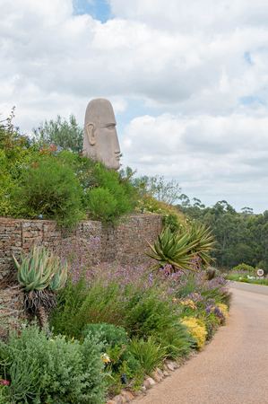 CAPE TOWN, SOUTH AFRICA - DECEMBER 21ST, 2014: Garden on a wine farm near Stellenbosch in the Western Cape Province of South Africa. The area is famous for its wine farmsのeditorial素材