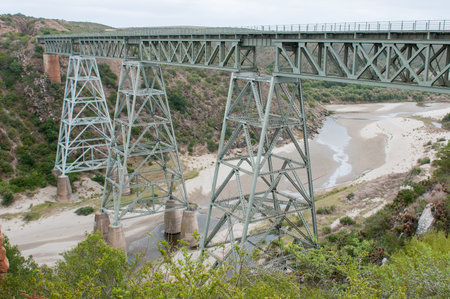 Train bridge over the Gouritz river between Riversdale and Mosselbay in the Western Cape Province of...