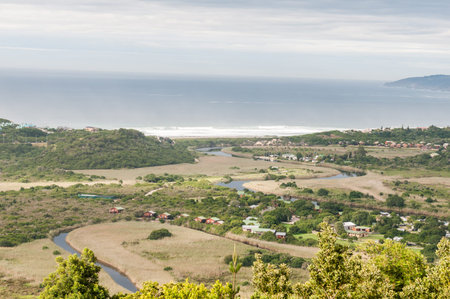 GEORGE, SOUTH AFRICA - JANUARY 5, 2015: View across the  Wilderness National Park towards Wilderness town.のeditorial素材