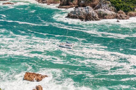 Catamaran at The Heads in the Knysna lagoonのeditorial素材