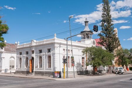 BEAUFORT WEST, SOUTH AFRICA - DECEMBER 1, 2014: Historical Dutch Reformed Mission church and parsonage where Drs. Christiaan and Marius Barnard were born. Circa 1872. Both buildings currently a museumのeditorial素材