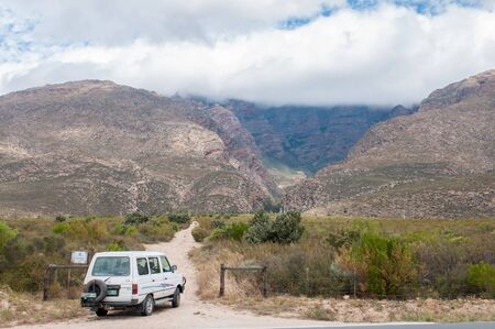 HEX RIVER, SOUTH AFRICA - DECEMBER 2, 2014: View to the east from the N1 road to the mountains of the Hex River Valleyのeditorial素材