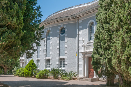 PAARL, SOUTH AFRICA - DECEMBER 11, 2014:  Front view of the Hall of the Dutch Reformed Church, Noorder-Paarlのeditorial素材