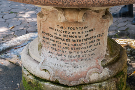 CAPE TOWN SOUTH AFRICA  DECEMBER 18 2014:  Memorial fountain in the Company Garden. The garden takes its name from the Dutch East India Company who first started the garden in 1652のeditorial素材