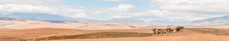 Panoramic view of the countryside between Bot River and Caledon in the Overberg region of the Western Cape Province of South Africaの写真素材