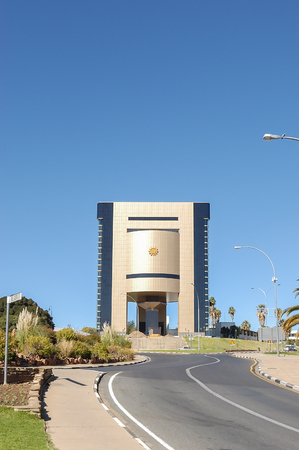 WINDHOEK, NAMIBIA - JUNE 9, 2012:  The Independence Memorial next to the Alte Feste, the oldest building in Windhoekのeditorial素材