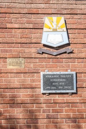 REDDERSBURG, SOUTH AFRICA - APRIL 26, 2015: A memorial wall for the Afrikaans language in Reddersburg in the Free State Province of South Africaのeditorial素材