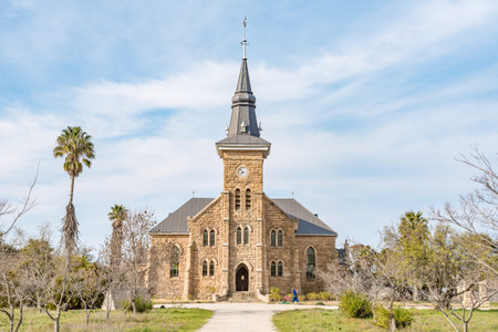 NIEUWOUDTVILLE, SOUTH AFRICA - AUGUST 11, 2015: The historic Dutch Reformed Church in Niewoudtville was built in 1906のeditorial素材