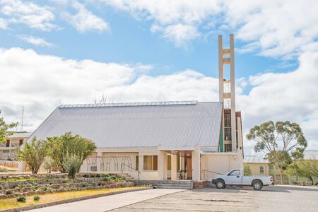 GARIES, SOUTH AFRICA - AUGUST 13, 2015:  The Dutch Reformed Church in Garies, a small town in the Namaqualand region of the Northern Cape Provinceのeditorial素材