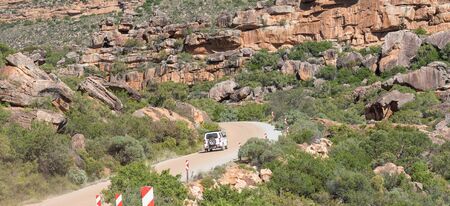 VANRHYNSDORP, SOUTH AFRICA - AUGUST 20, 2015: View of the Gifberg poison mountain Pass south of Vanrhynsdorp in the Western Cape Province of South Africaのeditorial素材