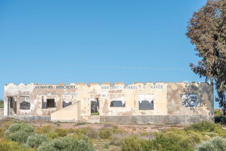 KHARKAMS, SOUTH AFRICA - AUGUST 20, 2015: The ruin of a butchery and shop at Kharkams in the Northern Cape Namaqualandのeditorial素材