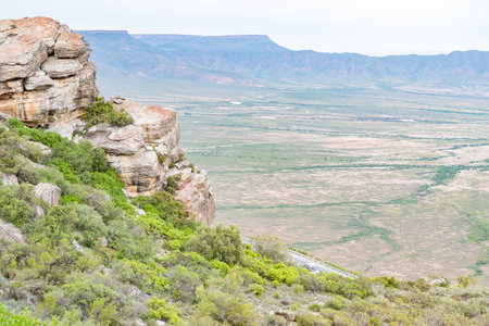 VANRHYNS PASS, SOUTH AFRICA - AUGUST 12, 2015: View from the Vanrhyns Pass between Nieuwoudtville...