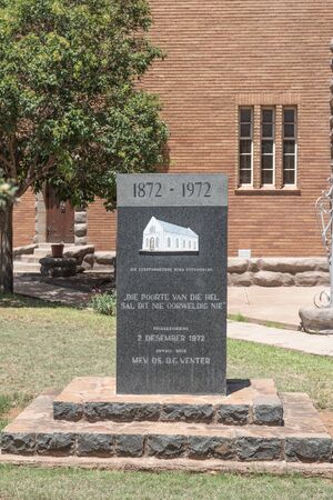STEYNSBURG, SOUTH AFRICA - FEBRUARY 16, 2016: Centenary memorial at the Reformed Church in Steynsburg, a small town in the Eastern Cape Provinceのeditorial素材