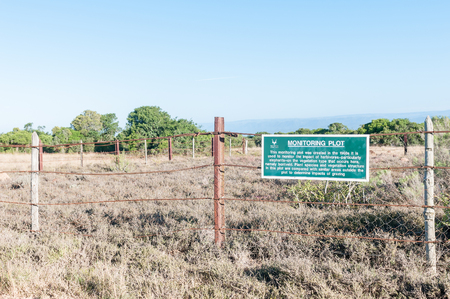 ADDO ELEPHANT NATIONAL PARK, SOUTH AFRICA - FEBRUARY 23, 2016: An information sign explaining the reason for this  monitoring plotのeditorial素材