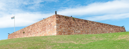 PORT ELIZABETH, SOUTH AFRICA - FEBRUARY 27, 2016: The historic old Fort Frederick is a stone fort built in 1799 by the British Forces to defend the mouth of the Baakens riverのeditorial素材