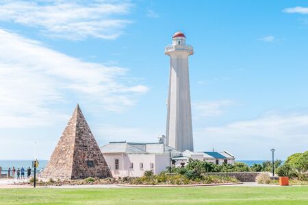 PORT ELIZABETH, SOUTH AFRICA - FEBRUARY 27, 2016: The Donkin Reserve house a lighthouse and a stone pyramid erected by Sir Rufane Donkin in memory of his late wife, Elizabeth, after whom the city was namedのeditorial素材
