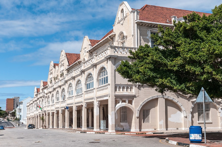 PORT ELIZABETH, SOUTH AFRICA - FEBRUARY 27, 2016: The historic King Edward Hotel near the Donkin memorial, built in 1903のeditorial素材