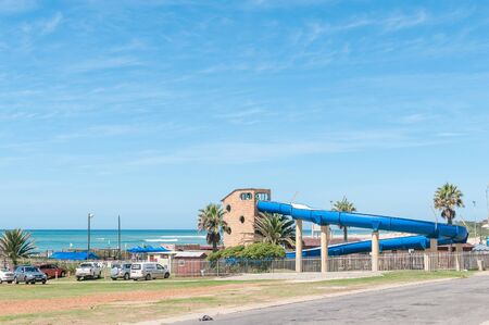 JEFFREYS BAY, SOUTH AFRICA - FEBRUARY 28, 2016:  A water entertainment park at Dolphin Beach in Jeffreys Bay in the Eastern Cape Province of South Africaのeditorial素材