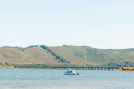 KNYSNA, SOUTH AFRICA - MARCH 3, 2016: The historic railway bridge over the Knysna Lagoonのeditorial素材