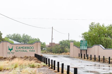 GRAAFF REINET, SOUTH AFRICA - MARCH 8, 2016: The Lakeview Gate of the Camdeboo National Park which gives access to the camping sites and game viewing areaのeditorial素材