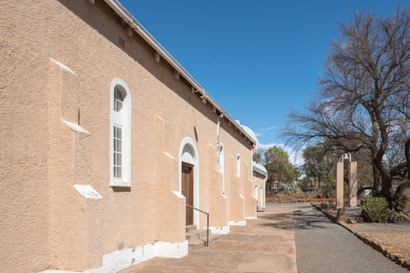 KOFFIEFONTEIN, SOUTH AFRICA - DECEMBER 24, 2016: The Reformed Church in Koffiefontein (coffee fountain), a diamond mining town in the Free State Province. Built 1934のeditorial素材