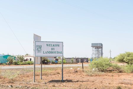 JACOBSDAL, SOUTH AFRICA - DECEMBER 31, 2016: A sign at the entrance of Jacobsdal, a small town in the Free State Provinceのeditorial素材
