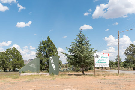 NOUPOORT, SOUTH AFRICA - MARCH 21, 2017: A street scene at the entrance to Noupoort, a small town in the Northern Cape Provinceのeditorial素材