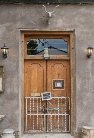 NIEU BETHESDA, SOUTH AFRICA - MARCH 21, 2017: Entrance to a restaurant building in Nieu-Bethesda, an historic village in the Eastern Cape Provinceのeditorial素材