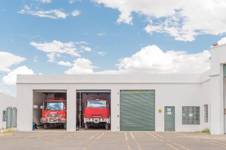 GRAAFF REINET, SOUTH AFRICA - MARCH 22, 2017: The firestation in Graaff Reinet, a town with more than 200 buildings declared as a national monumentsのeditorial素材