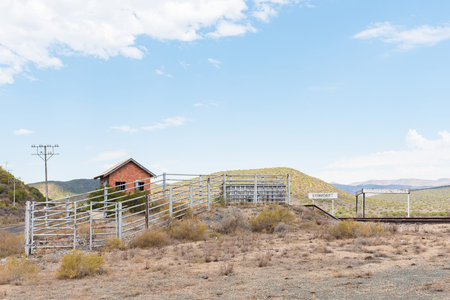 A unused livestock loading kraal at the Stompdrift railway station near De Rust in the Western Cape Provinceの写真素材