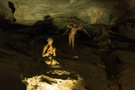 CANGO CAVES, SOUTH AFRICA - MARCH 24, 2017: A display at the entrance to the Cango Caves near Oudtshoorn in the Western Cape Provinceのeditorial素材
