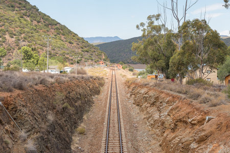 The Stompdrift railway station next to the Stompdrift dam in the Western Cape Provinceの写真素材