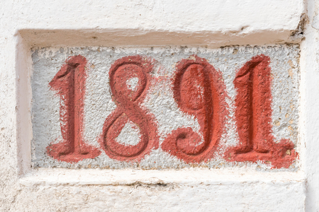 GENADENDAL, SOUTH AFRICA - MARCH 27, 2017: Date on the historic Moravian Church in Genadendal, built 1891-1893. Genadendal is the first mission station in South Africa, founded 1738のeditorial素材