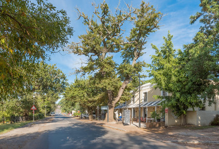 GREYTON, SOUTH AFRICA - MARCH 27, 2017: A street scene with a restaurant in Greyton, a small town in the Western Cape Province of South Africaのeditorial素材