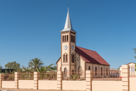 REHOBOTH, NAMIBIA - JUNE 14, 2017: The Paulus Kirche, an Evangelical Lutheran Church in Rehoboth, a town in the Hardap Region of Namibiaのeditorial素材