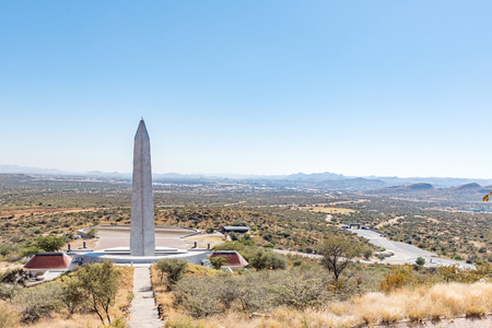 WINDHOEK, NAMIBIA - JUNE 16, 2017:  Heroes Acre, an official war memorial of the Republic of Namibia with Windhoek in the backのeditorial素材